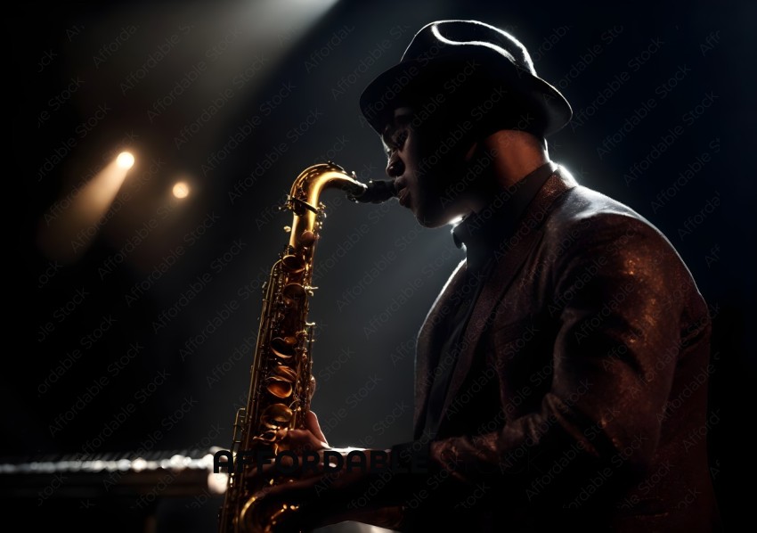 Jazz Musician Playing Saxophone