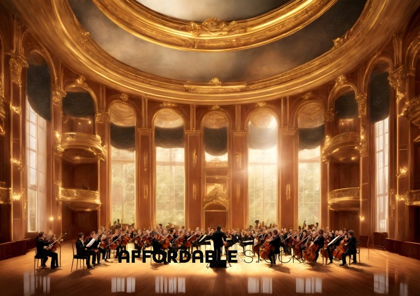 Orchestra Rehearsal in Opulent Concert Hall