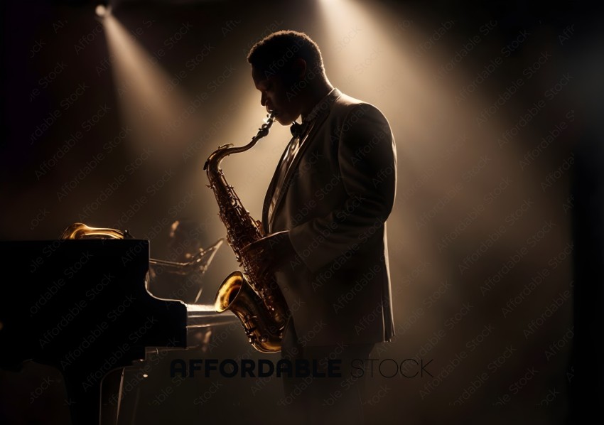 Saxophonist Performing in Concert Spotlight