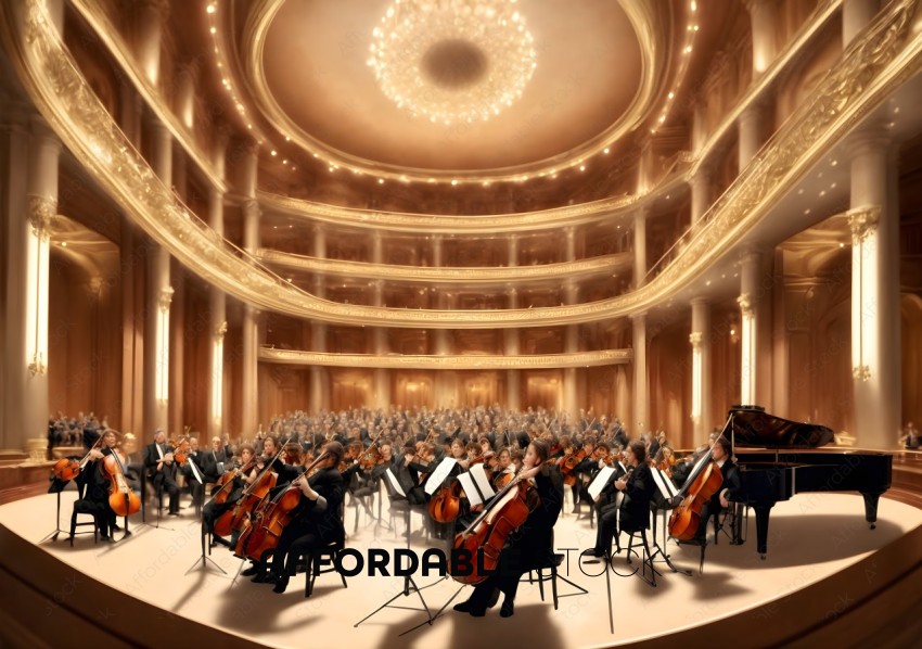 Classical Orchestra Performance in an Elegant Concert Hall