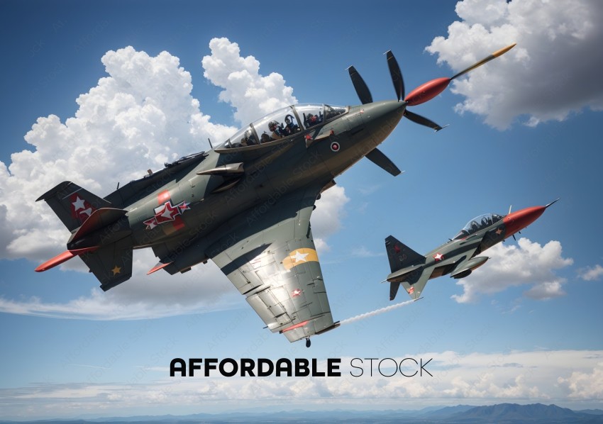 Jet Fighters Performing Aerobatic Maneuvers in Blue Skies