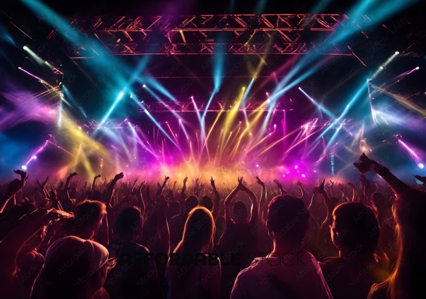 Vibrant Concert Crowd with Laser Light Show