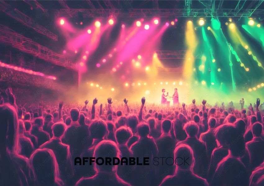 Live Concert with Audience and Colorful Stage Lights