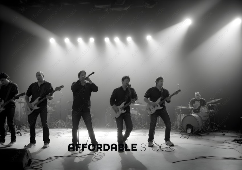 Live Band Performance in Black and White