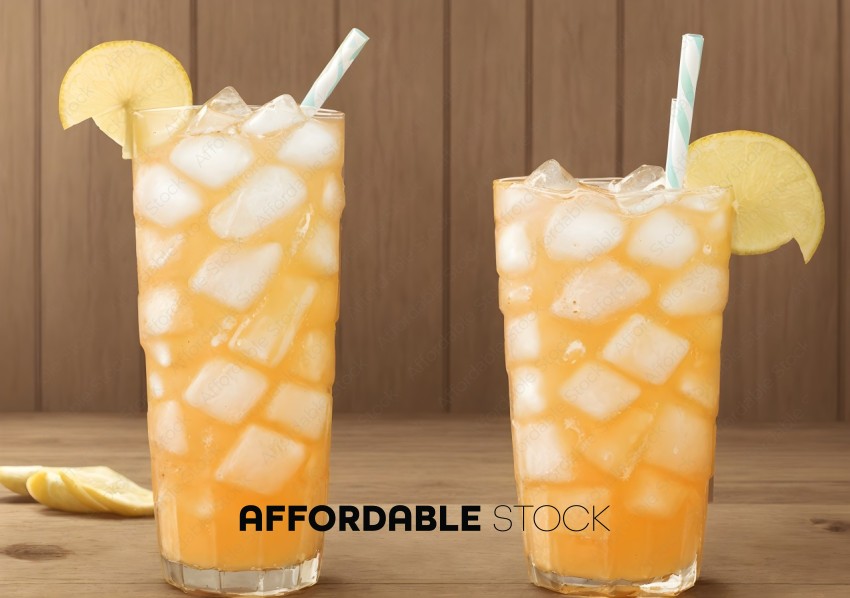 Iced Tea Glasses with Lemon Wedge