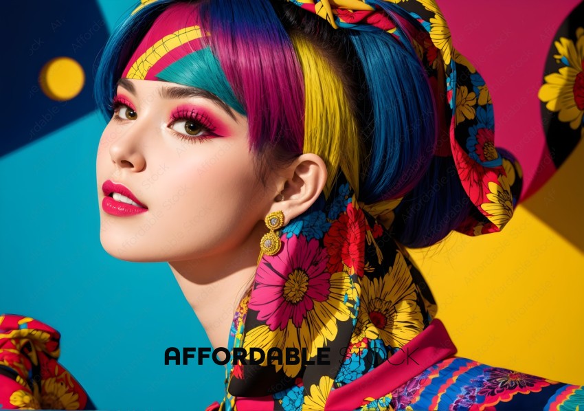 Colorful Fashion Portrait with Floral Patterns