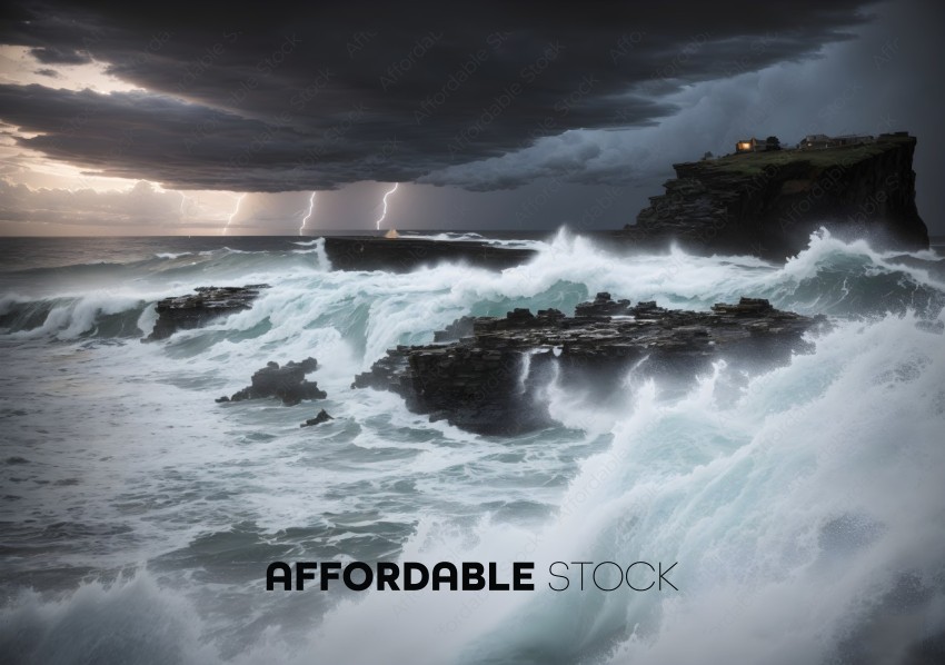 Dramatic Seascape with Lighthouse