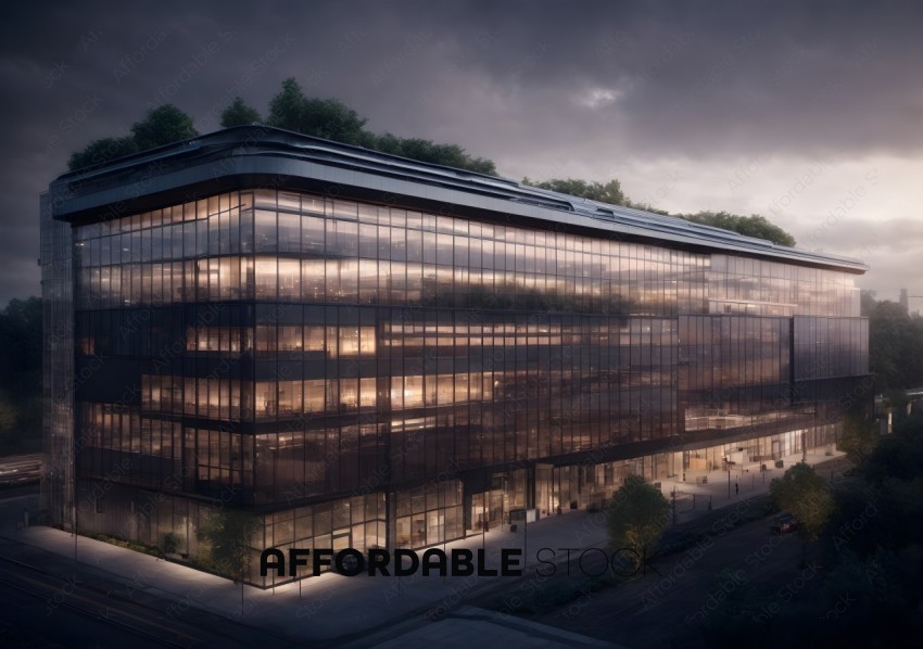 Modern Office Building at Twilight
