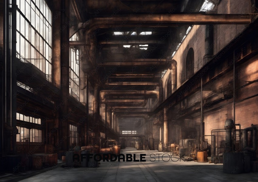 Sunlit Industrial Warehouse Interior