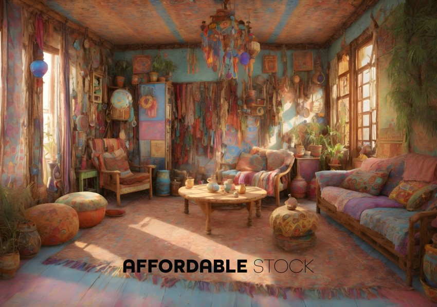 Bohemian Style Living Room Interior