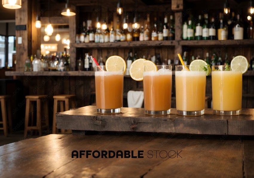 Citrus Cocktails on Rustic Bar Counter