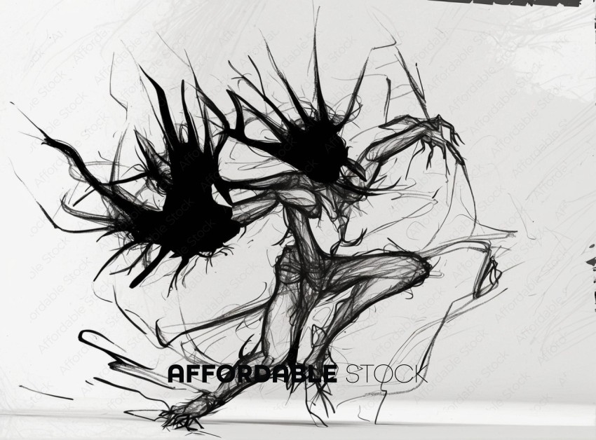Abstract Black Ink Splatter Art
