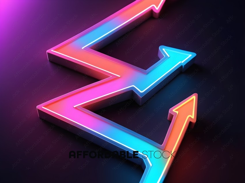 Neon Arrow Signs with Pink, Blue, Green, and Red Lights