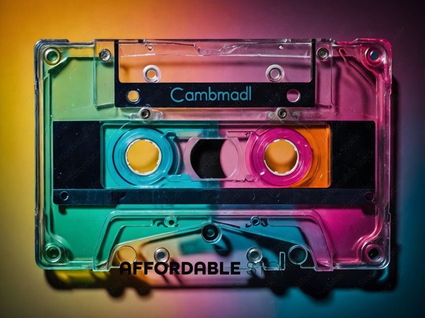 A colorful cassette tape with the word "Cambmadil" on it