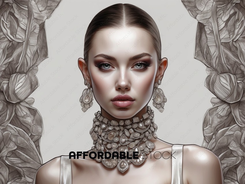 Elegant Female Portrait with Luxurious Jewelry
