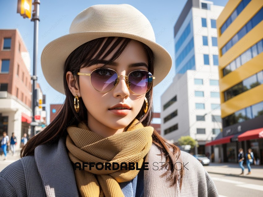 Stylish Woman with Sunglasses in Urban Setting