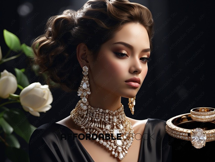 Elegant Woman with Luxurious Jewelry