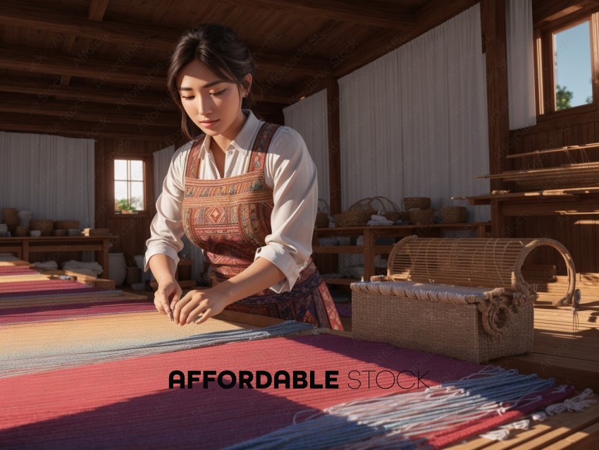 Artisan Weaving Traditional Fabric