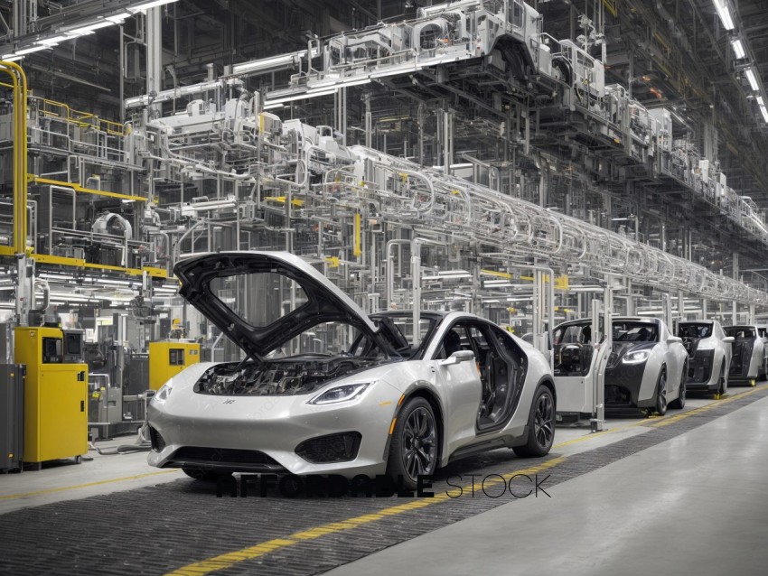 Luxury Electric Sports Cars on Assembly Line