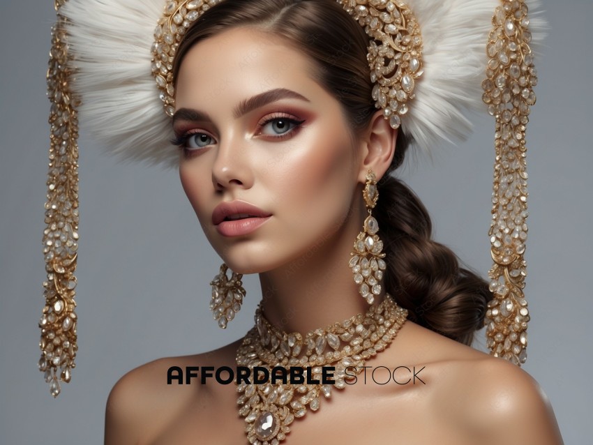 Elegant Woman with Luxurious Gold Jewelry