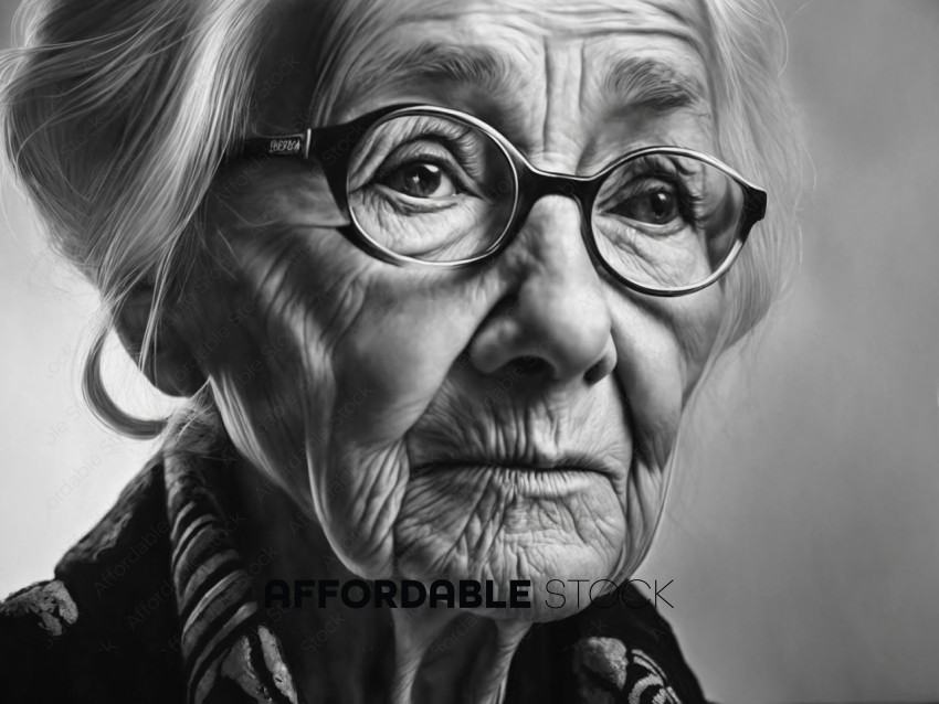 Elderly Woman with Glasses Portrait