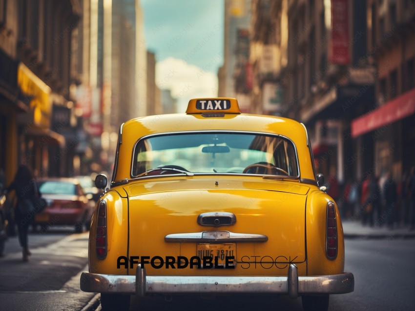 Vintage Yellow Taxi on Urban Street