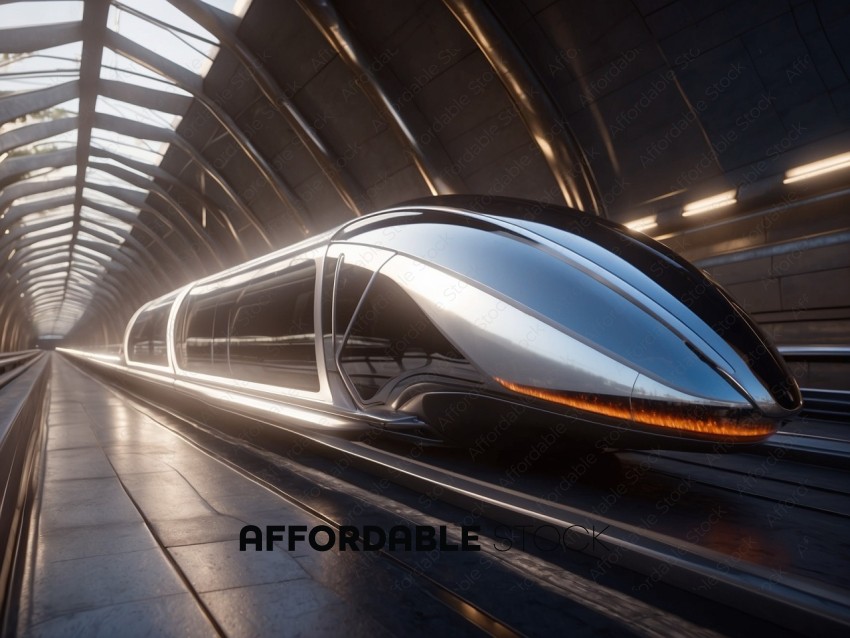 Futuristic Train in Modern Station