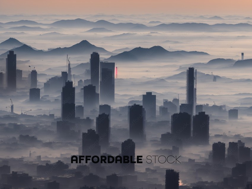 Misty Cityscape at Dawn