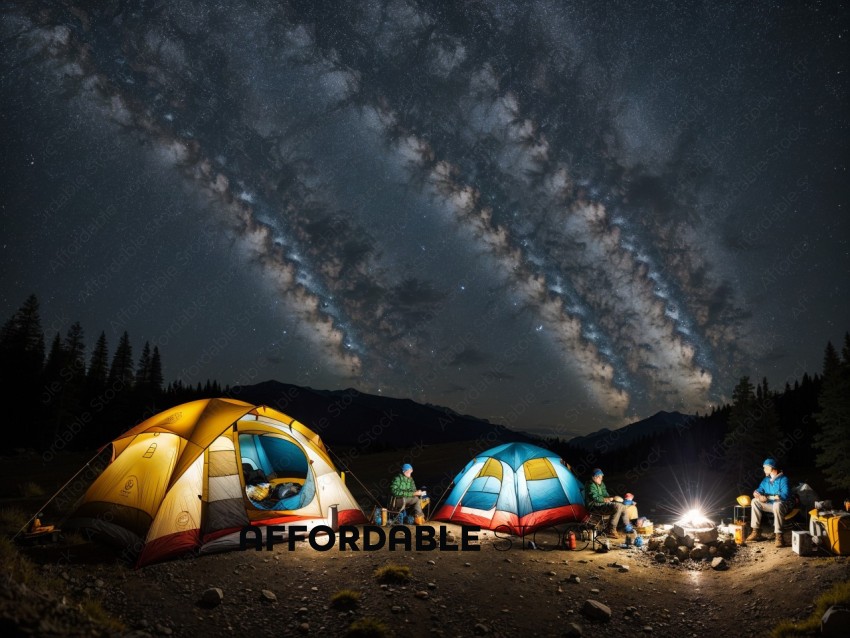 Starry Night Camping in Mountain Wilderness