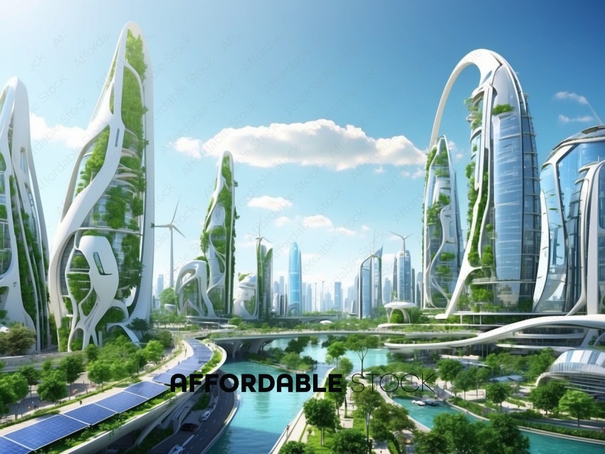 Futuristic Eco-friendly Cityscape