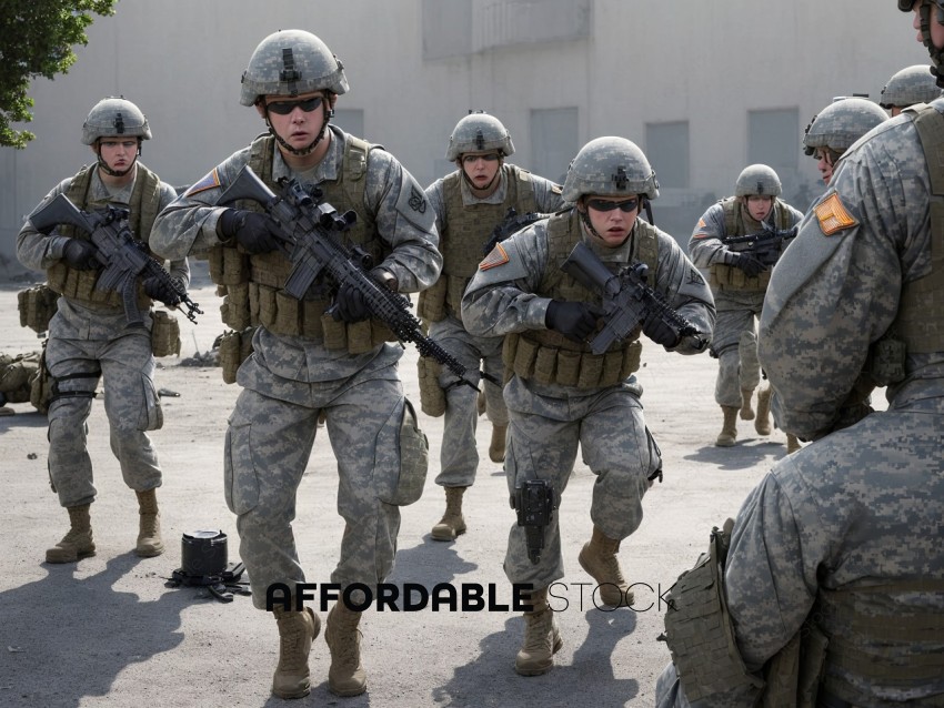 Military Personnel in Training Exercise