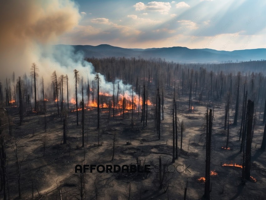 Wildfire in Forest Landscape