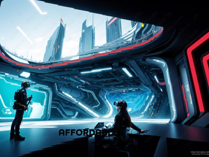 Futuristic Cityscape from an Advanced Control Room