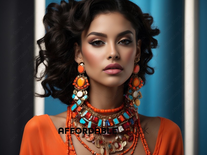 Elegant Woman Wearing Bold Jewelry