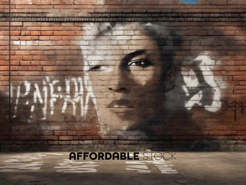 Graffiti Portrait on Brick Wall
