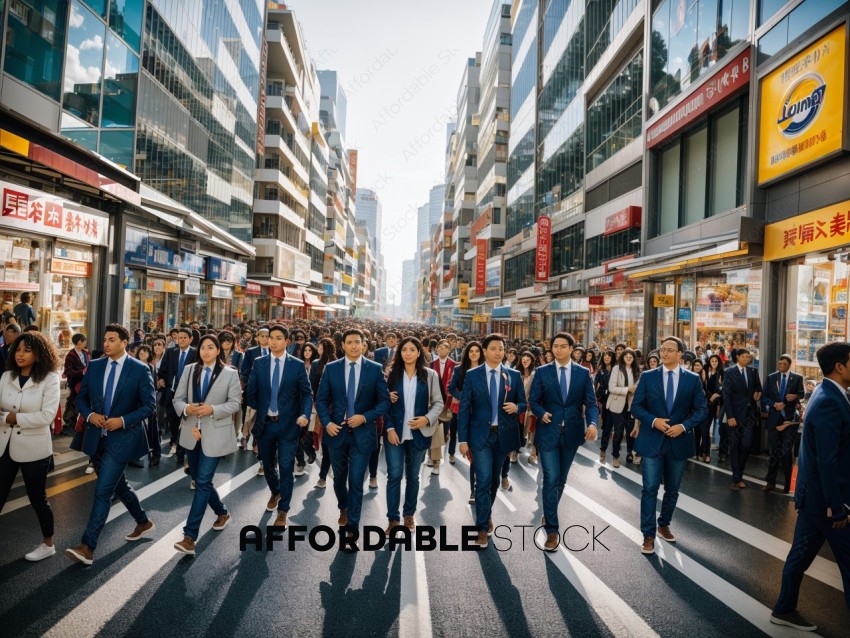 Businesspeople Crossing Urban Street