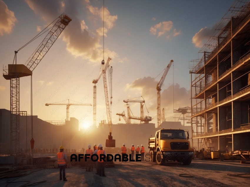 Construction Workers at Sunset