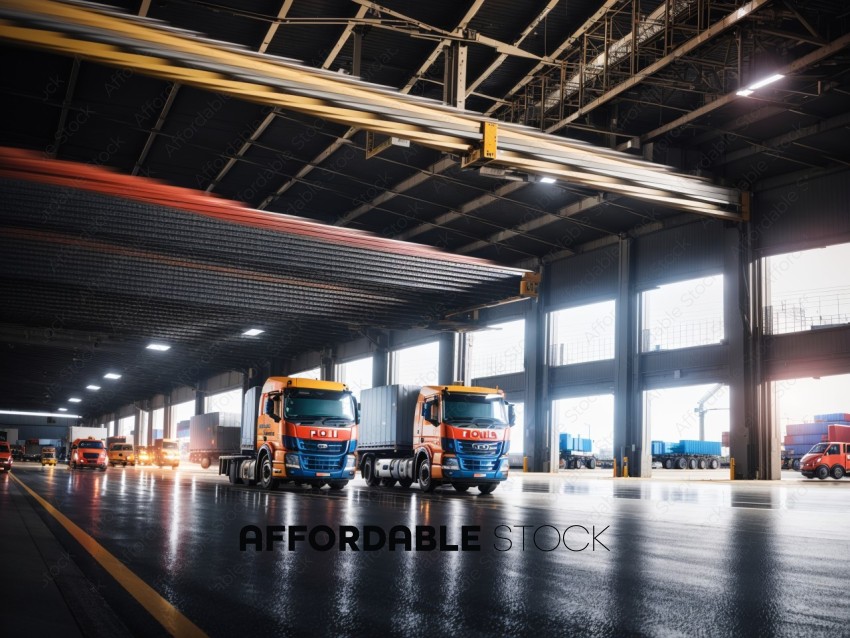 Semi Trucks at Freight Terminal