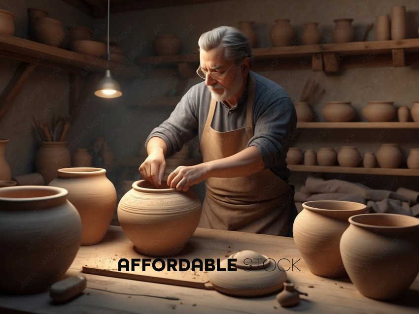 Artisan Crafting Pottery in Workshop