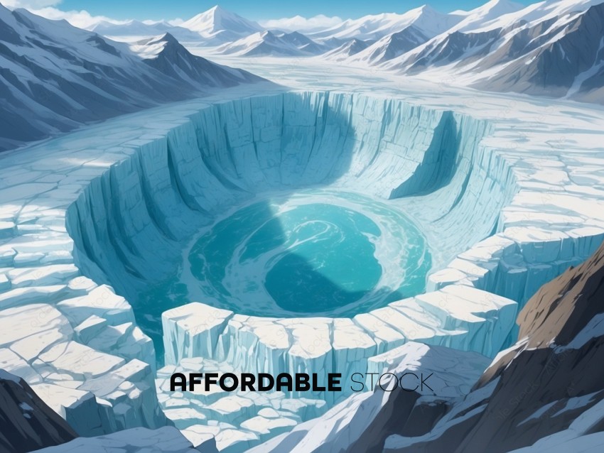 Arctic Ice Crater Landscape Illustration