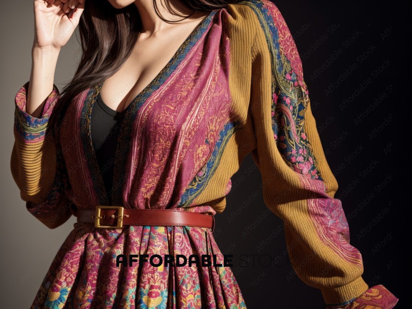 Ethnic Patterned Dress and Stylish Belt