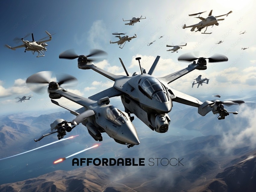 Futuristic Unmanned Combat Aerial Vehicles in Sky