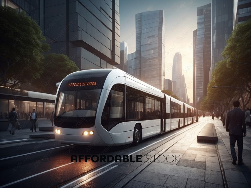 Futuristic City Transit with Modern Tram