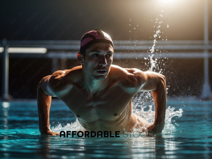 Swimmer in Action at Indoor Pool