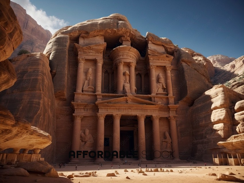 Ancient Al Khazneh Temple Facade in Petra, Jordan