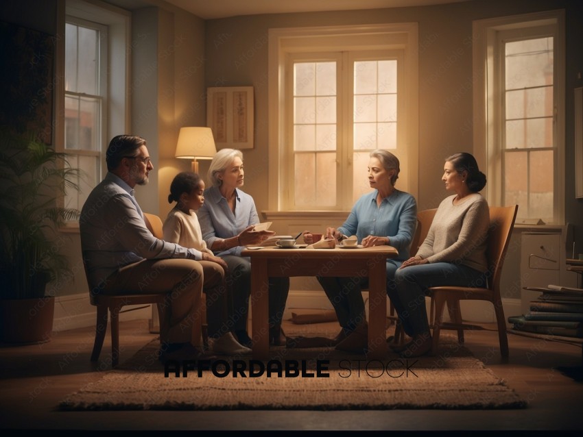 Multigenerational Family Playing Board Game Indoors