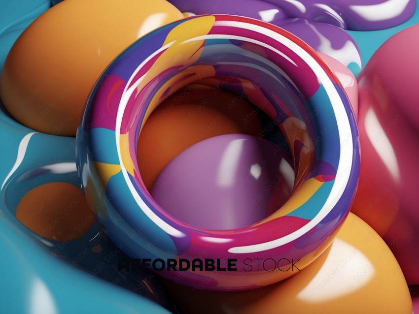 Abstract Colorful 3D Fluid Shapes