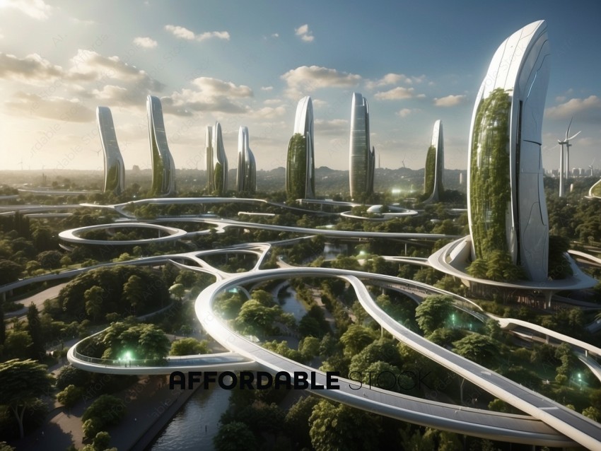 Futuristic Eco-Friendly Cityscape