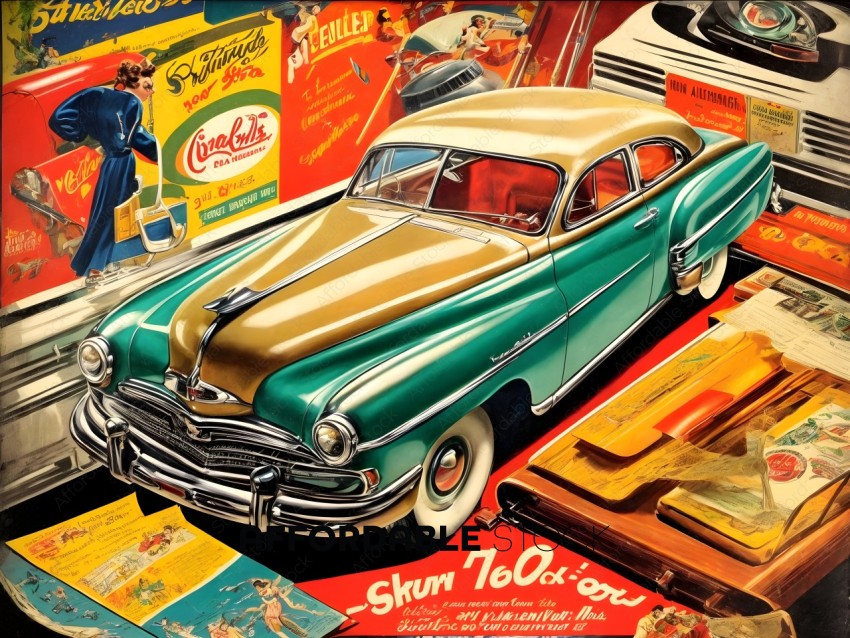 Vintage Car Advertisement Collage