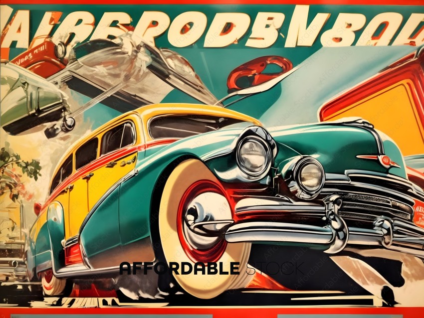 Vintage Automobile Advertising Poster